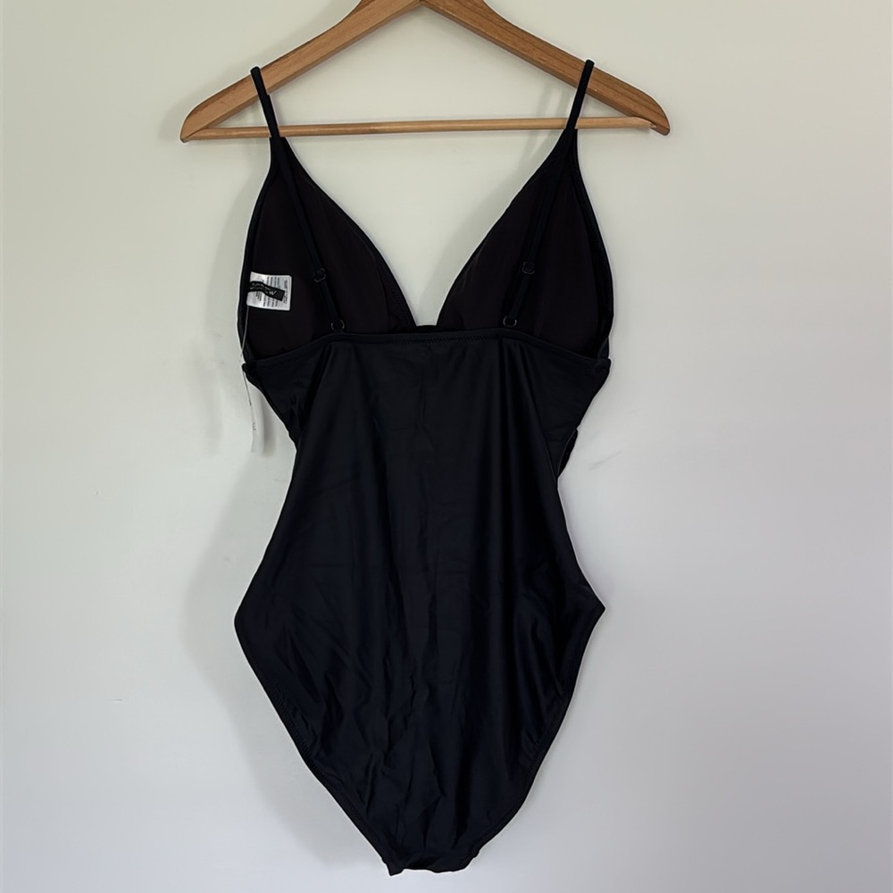 NWT J. Crew Black Ruched plunge one-piece swimsuit - Picture 7 of 11